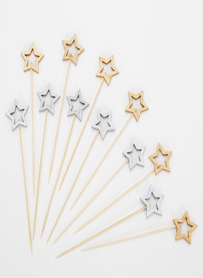 Dcoteh 100PCS Star Bamboo Cocktail Picks Kit, 5.5 Inch Long Fancy Toothpicks for Appetizers, Decorative Skewer Sticks for Fruits, Drinks, Party Decorations - Image 1